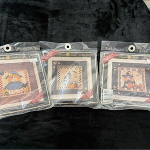 Vintage Mill Hill Needlepoint Kits with Scarecrow, Haunted House & Witch Designs